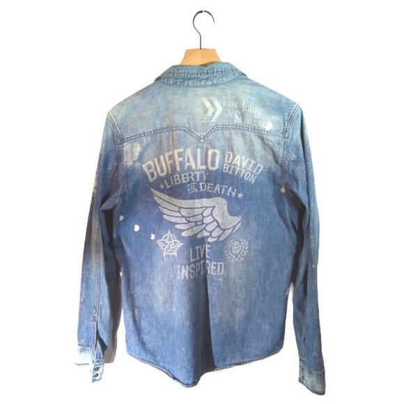 Buffalo David Bitton Freedom Distressed Denim Shirt Size S - Picture 4 of 4